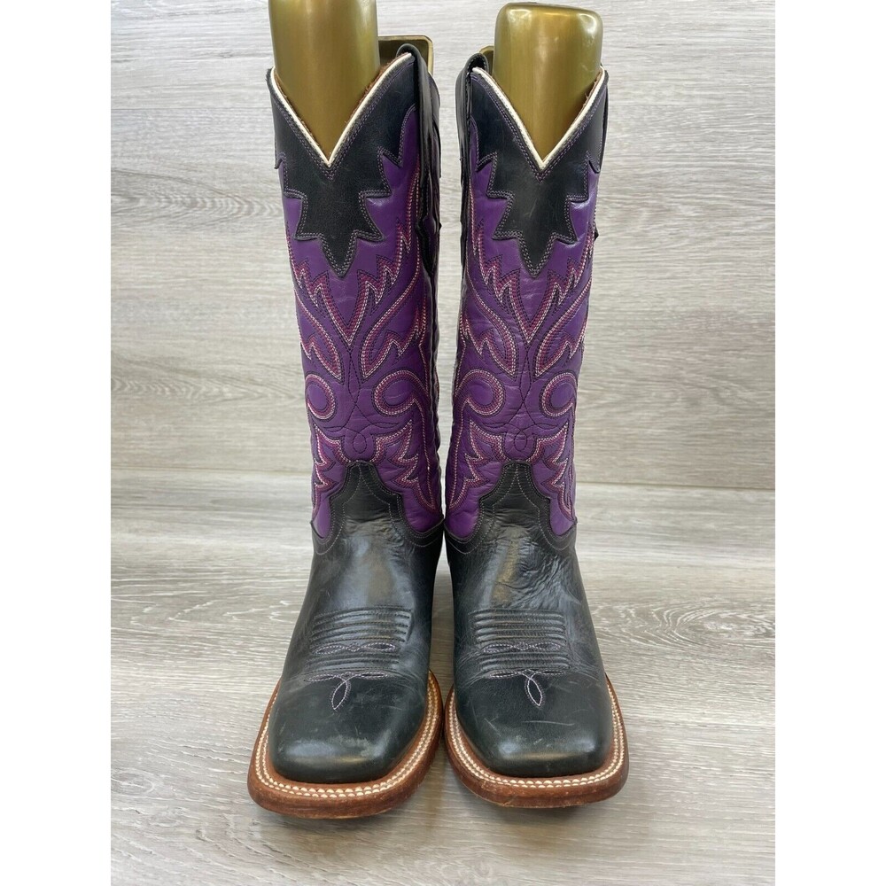 Lucchese Purple and Black Western Heeled Boots - Picture 2 of 14